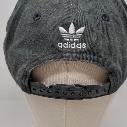 Adidas Trefoil Snapback Hat Black One Size Embroidered 3 Stripes 6 Panel