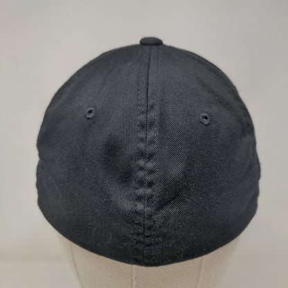 Flexfit Fitted Hat Black Small-Medium Embroidered Logo 6 Panel Yupoong