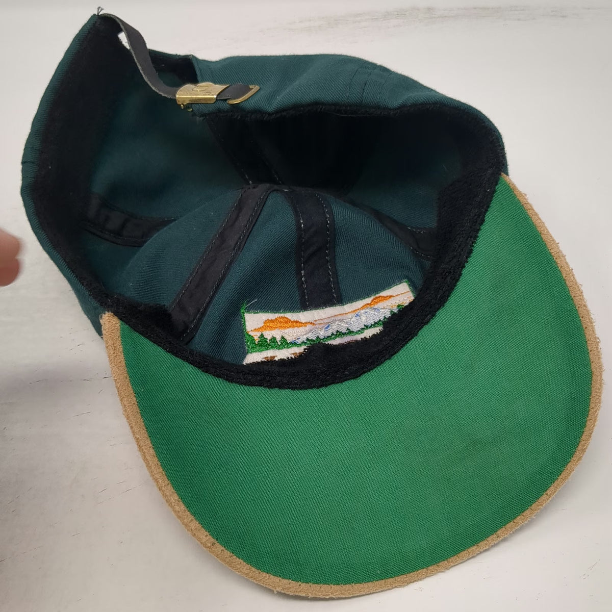 Imperial Baseball Cap Green One Size Suede Brim Leather Strap McCall Idaho Hat