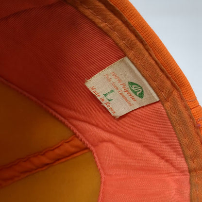 Orange Baseball Cap L Fitted Hat Green Underbrim Solid Polyester Hunting Vintage