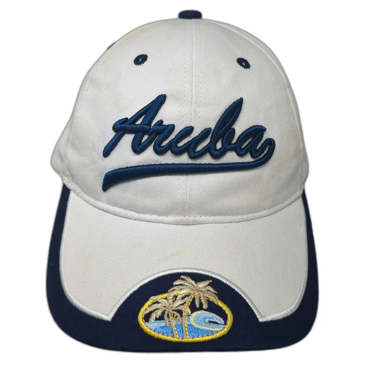 Tropical World Baseball Cap White One Size Aruba Happy Island Palm Tree hat