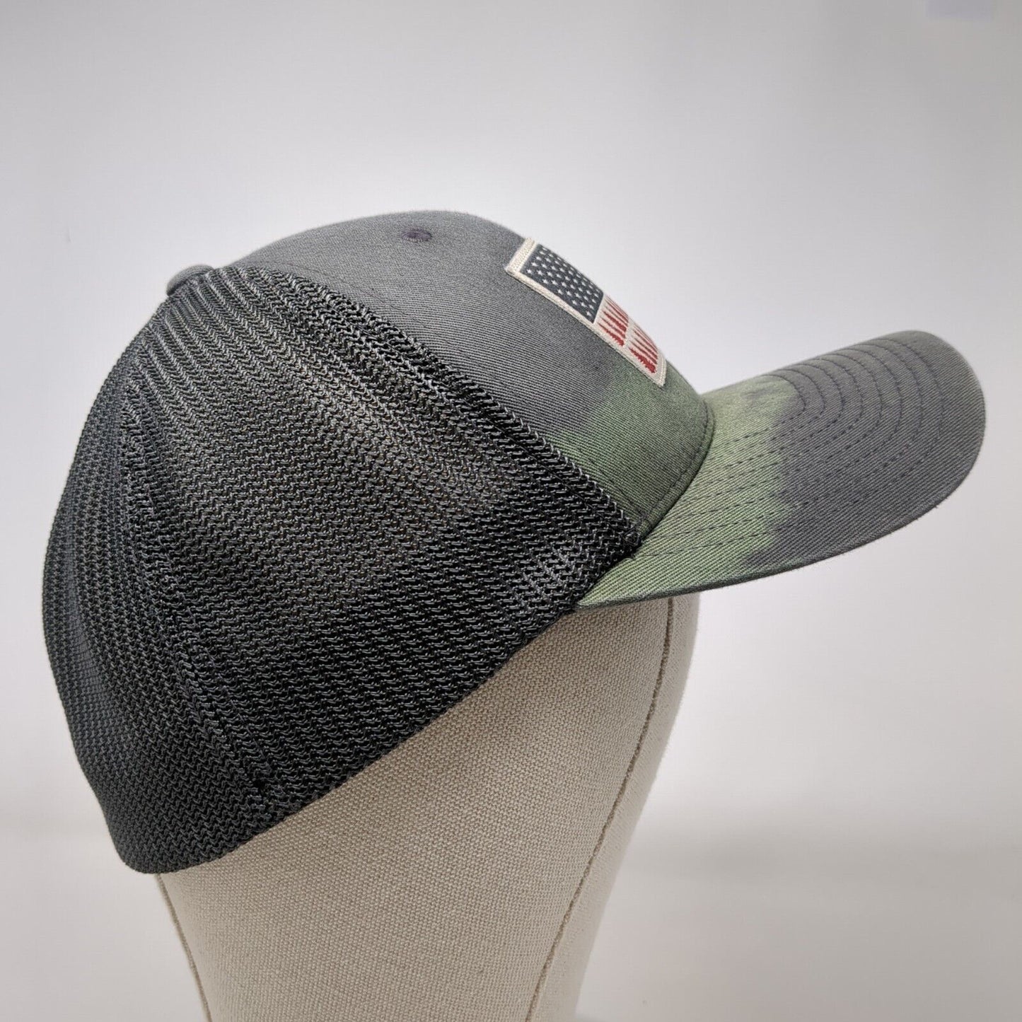 Pine Trees American Flag Fitted Trucker Hat Gray OS Mesh Back 6 Panel Columbia