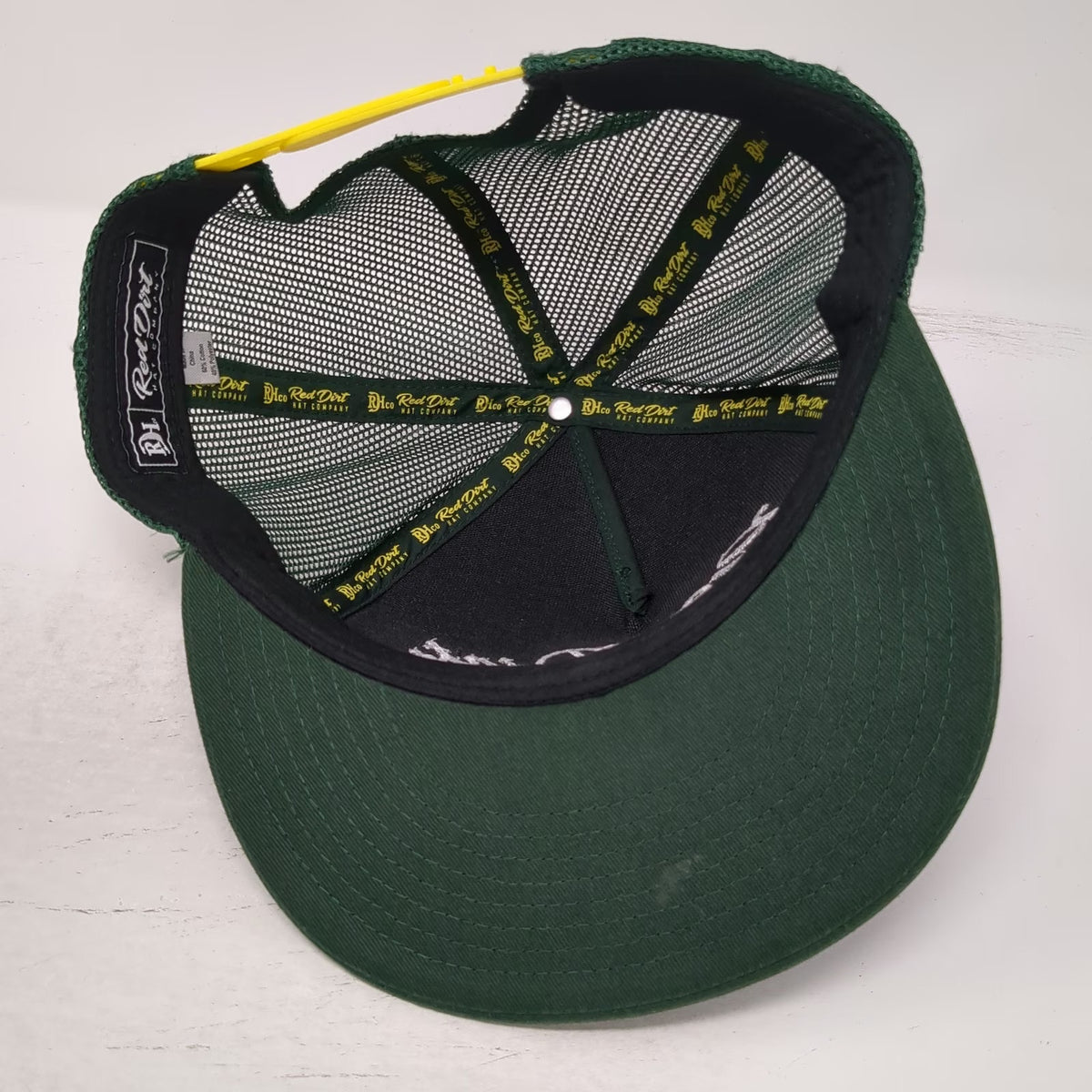 Red Dirt Hat Co. Trucker Green One Size Mesh Snapback Flat Brim Logo Embroidery