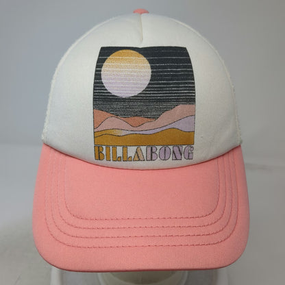 Billabong Trucker Hat Pink White One Size Snapback Mesh Back Graphic Print Sun