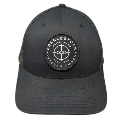 Richardson Trucker Hat Black One Size Boise Idaho Veteran Owned Crosshair Patch