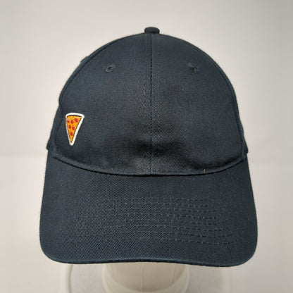 Pizza Strapback Hat Black One Size Adjustable Embroidered Port & Company