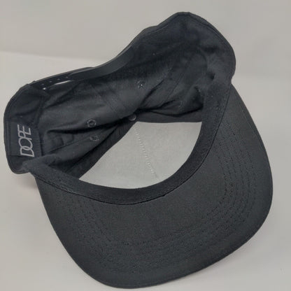 DOPE Snapback Hat Black One Size Adjustable Embroidered Vented Holes