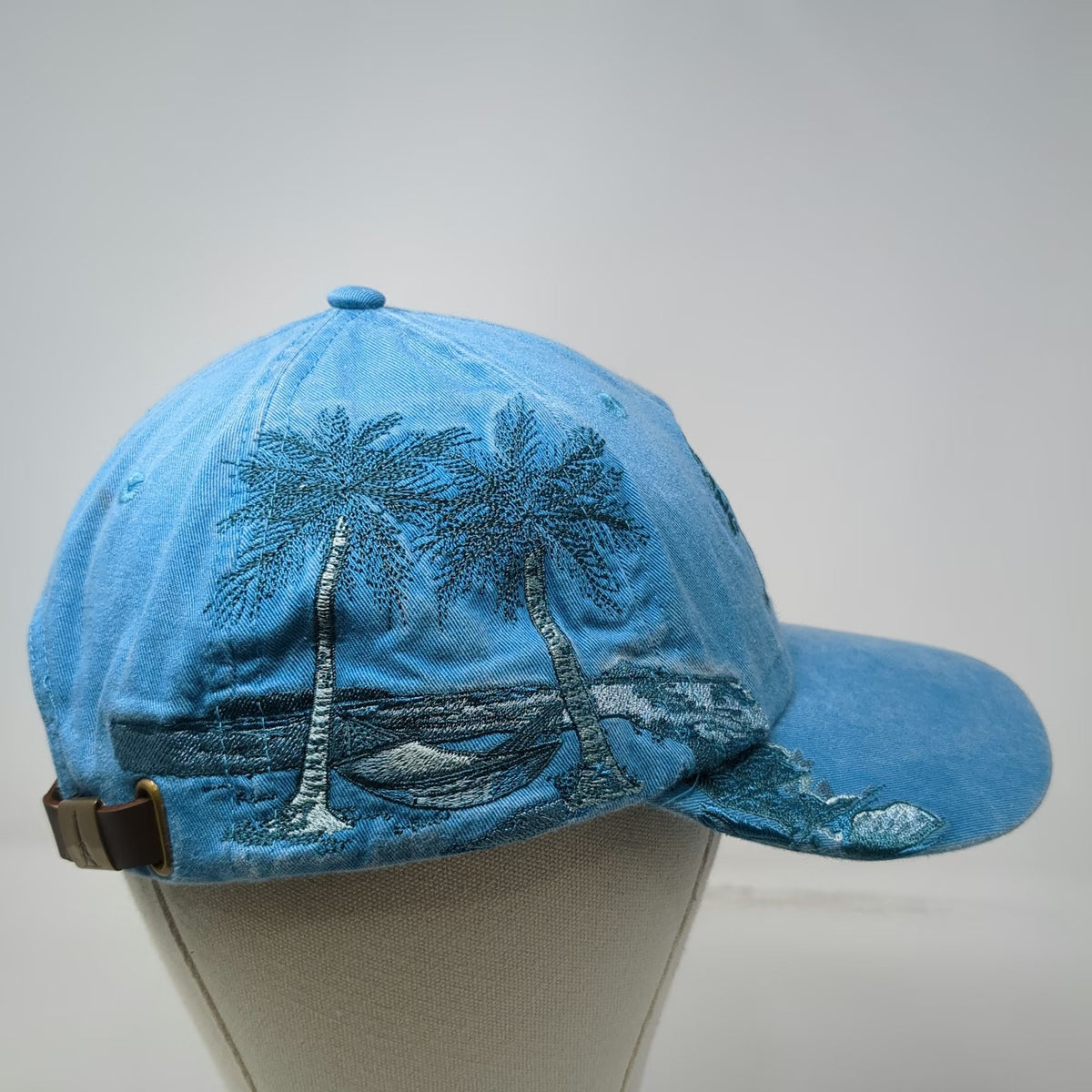 Adams Baseball Cap Blue One Size Snook Inn Marco Island Hat Leather Side Art