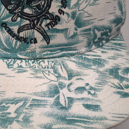 Double Portion Supply 5 Panel White Hat One Size Tropical Palm Tree Oyster Bar