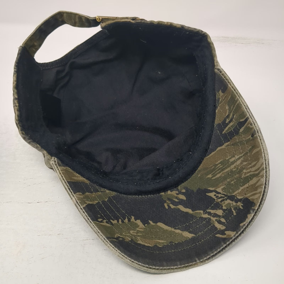 Army Cap Green Tigerstripe Camo One Size Side Zipper Pocket Slideback Cadet Hat