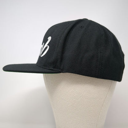 Yupoong Snapback Hat Black One Size idab Script Logo Flat Brim Green Underbrim