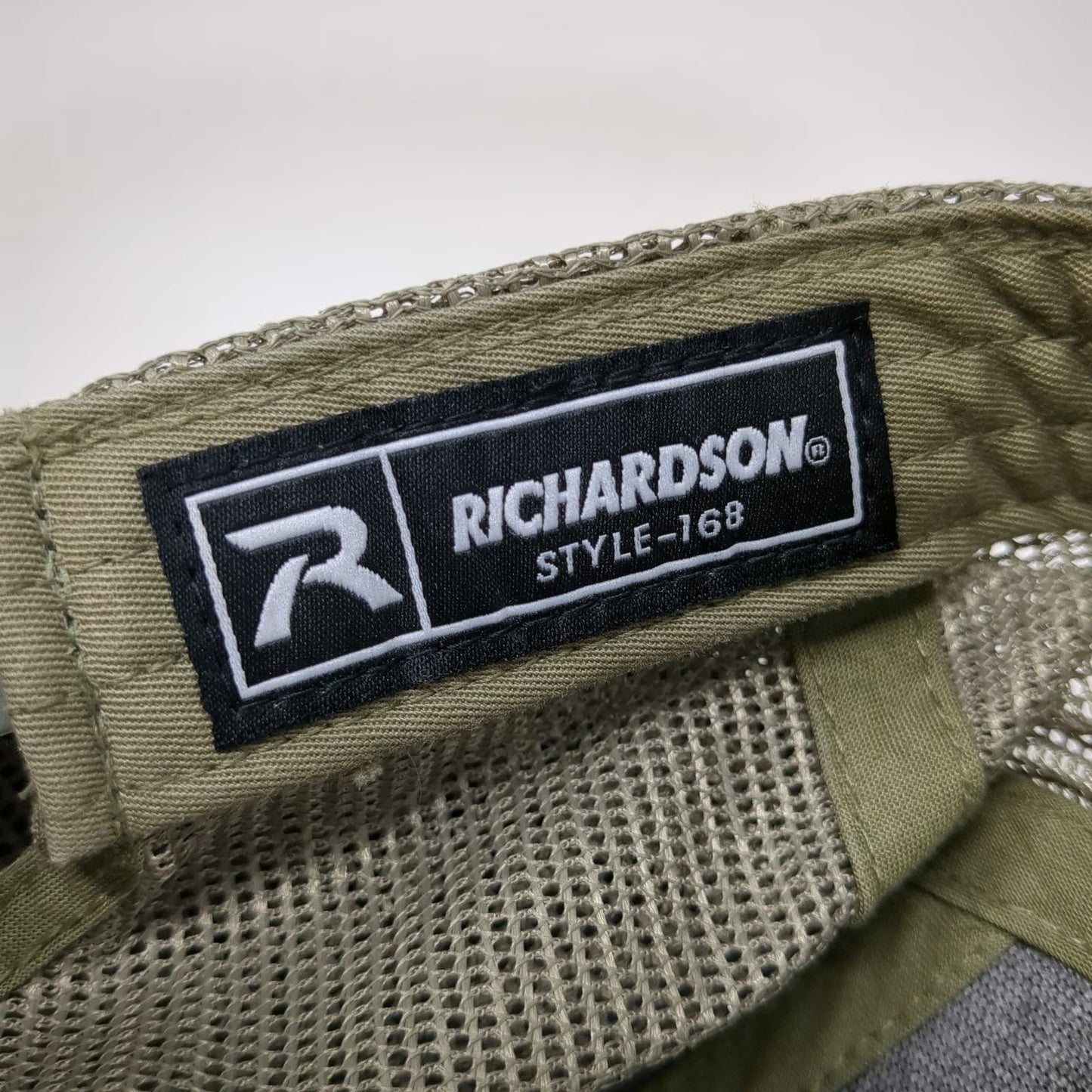 Richardson Trucker Hat Beige Green One Size 7 Panel Mountainland American Flag