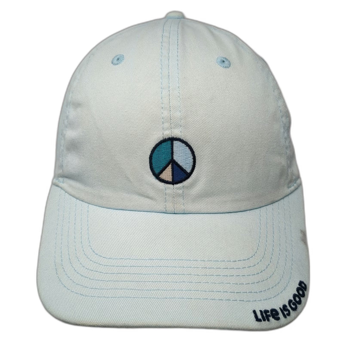 Life is Good Baseball Cap Blue One Size Peace Sign Spread Good Vibes hat