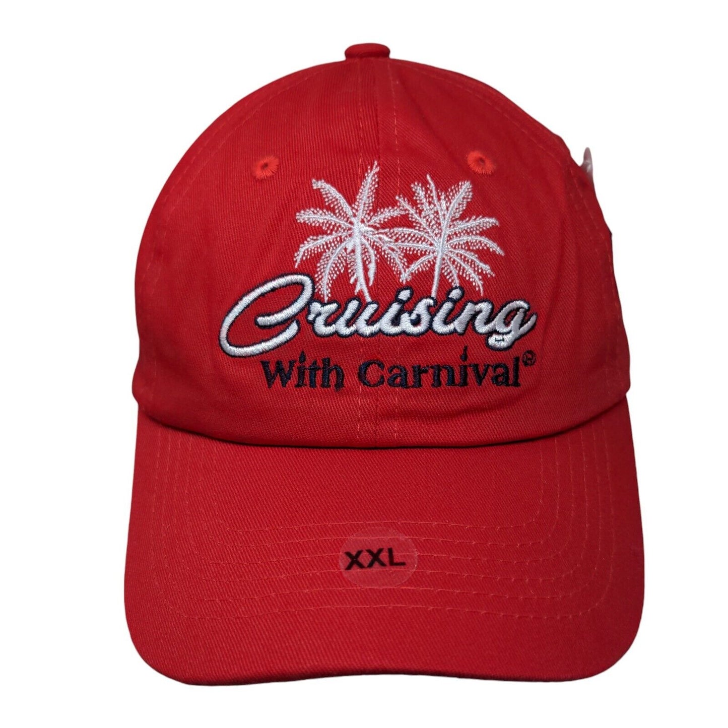 Cruising With Carnival Strapback Hat Red XXL Adjustable Vented Holes Cotton