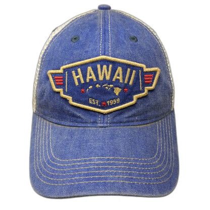Legacy Trucker Hat Blue One Size Hawaii Map Patch Mesh Snapback Green Under