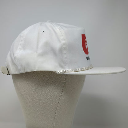 Unisource Logo 5 Panel White Red Black One Size Rope Strapback Hat Poly Cotton