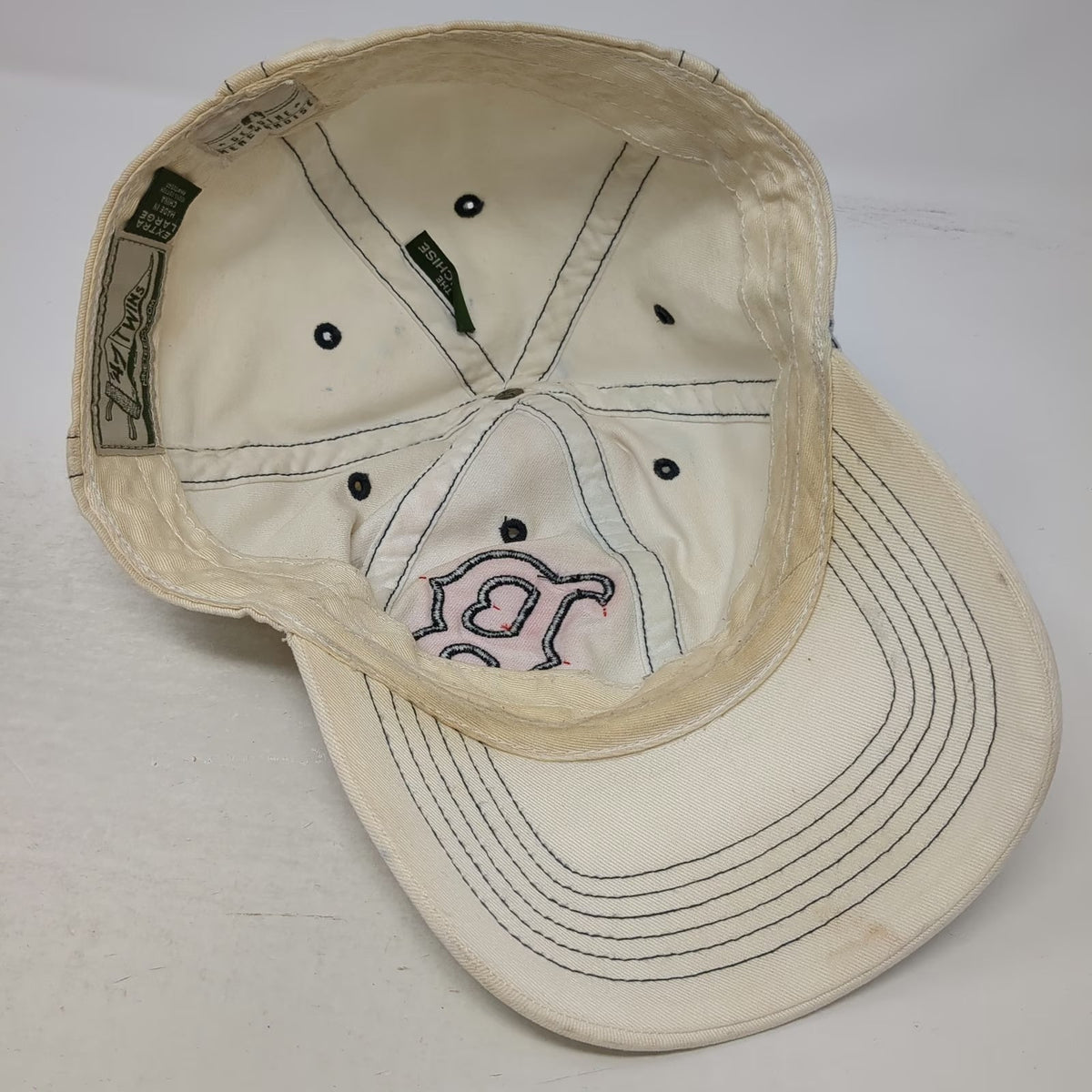Boston Red Sox MLB '47 Twins Baseball Cap Beige XL Contrast Stitching Fitted Hat