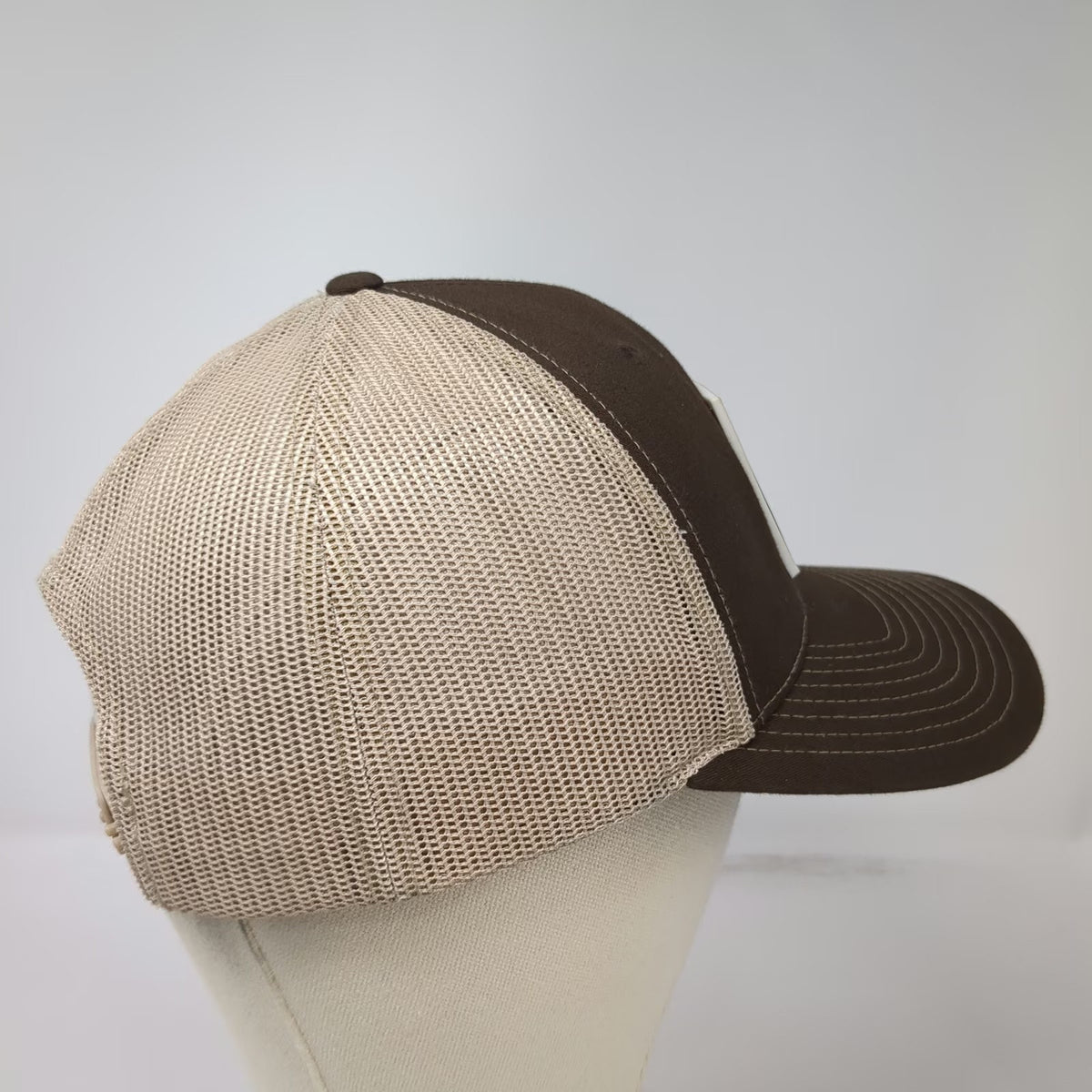 Richardson Trucker Hat Brown One Size SGW Patch Mesh Snapback Contrast Stitch
