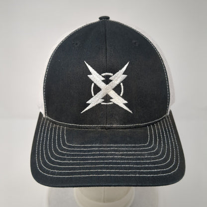 Richardson Snapback Trucker Hat Black One Size Embroidered Logo Mesh Back