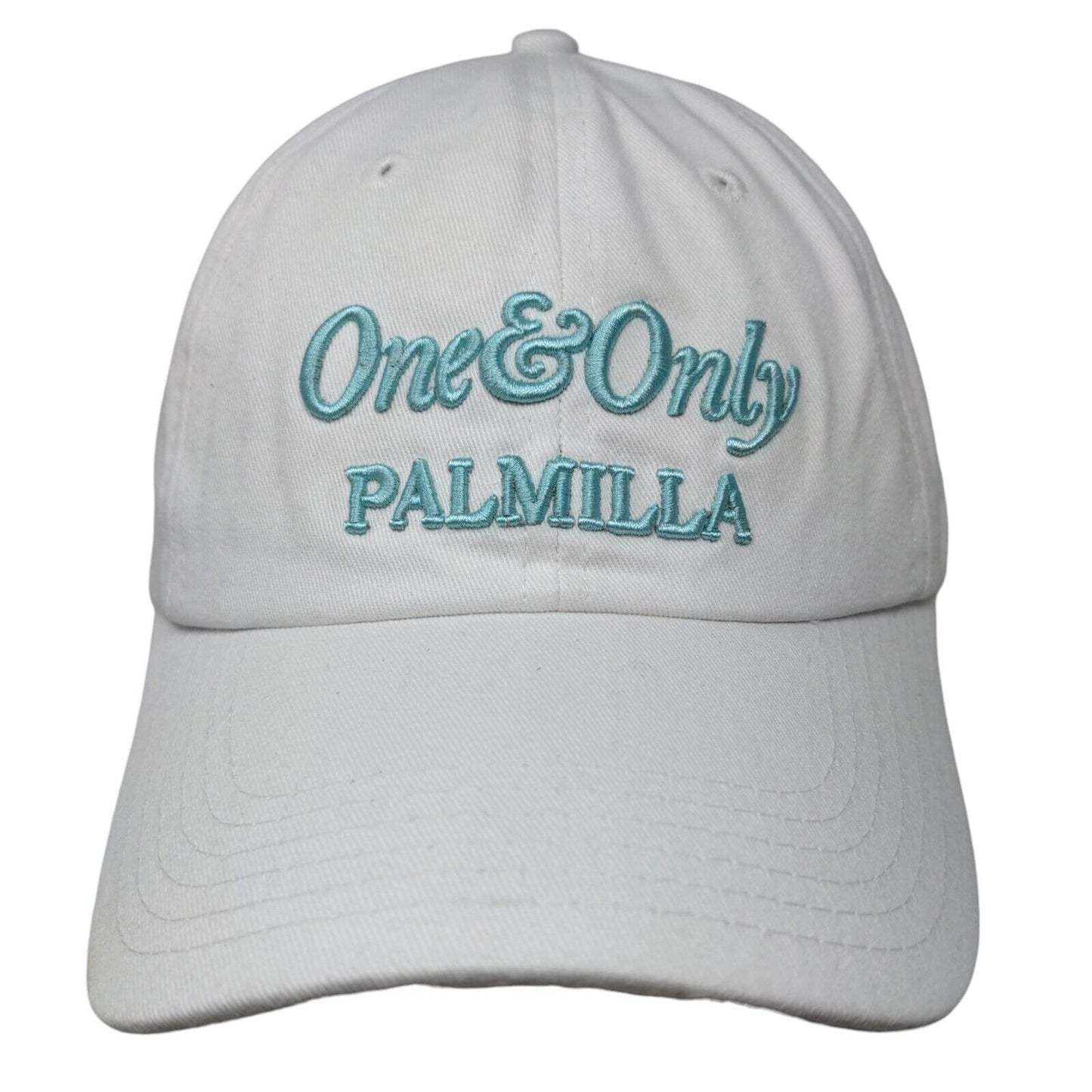 One & Only Palmilla Strapback Hat White One Size Embroidered 6 Panel