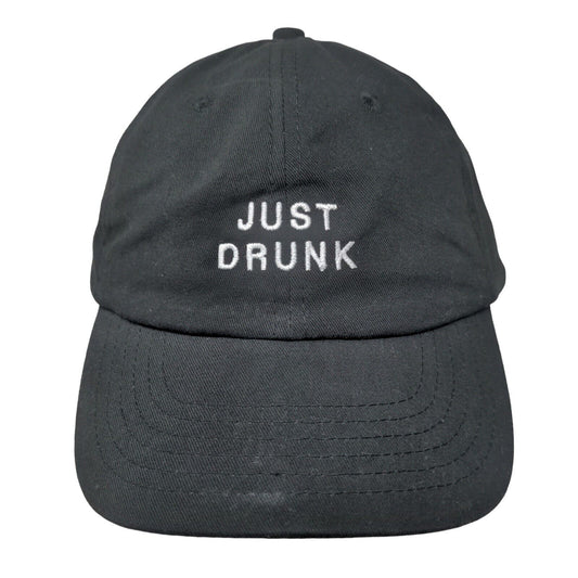 Just Drunk Slideback Hat Black One Size Adjustable Embroidered Cotton Big X