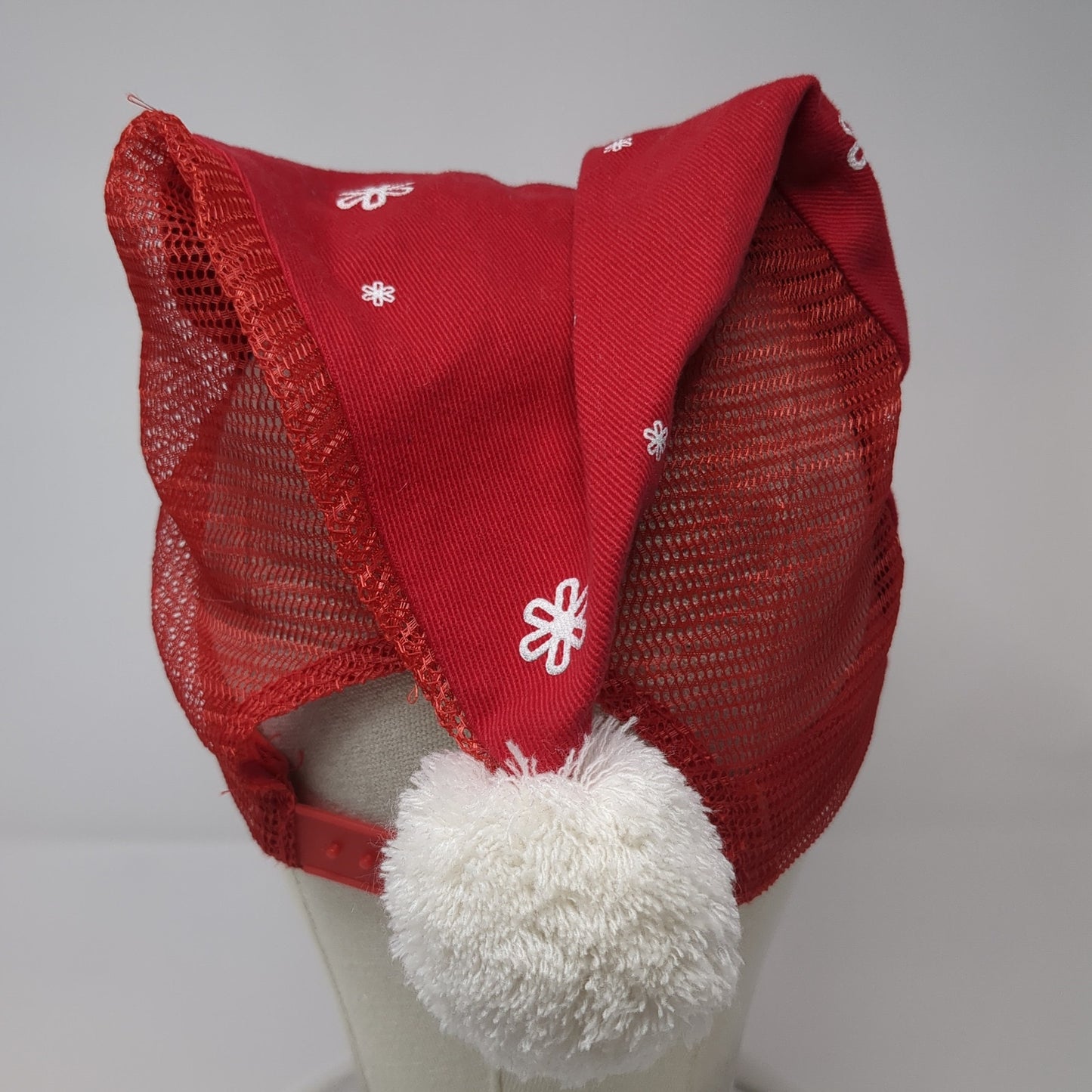 Walmart Santa Trucker Hat Red One Size Mesh Back Pom Pom Christmas