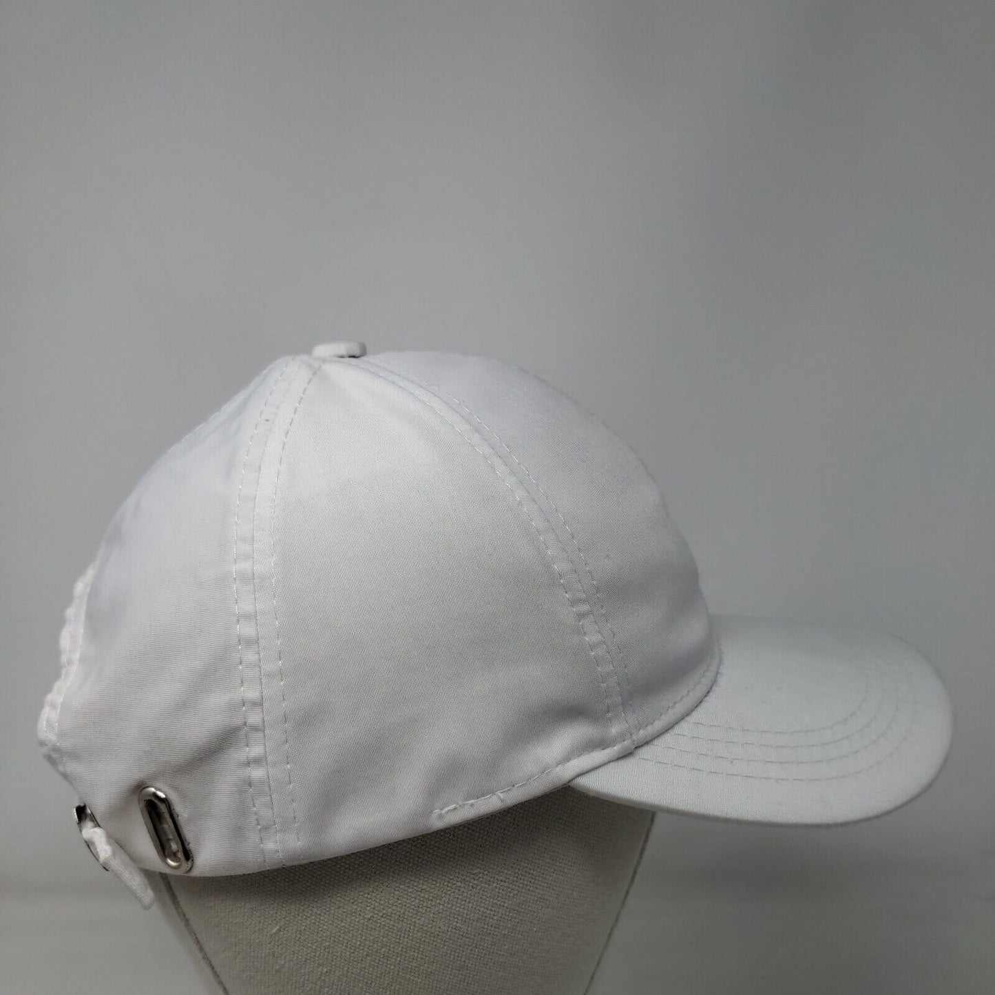 CAT Slideback Hat White OS Adjustable Embroidered Logo Vented Holes 6 Panel