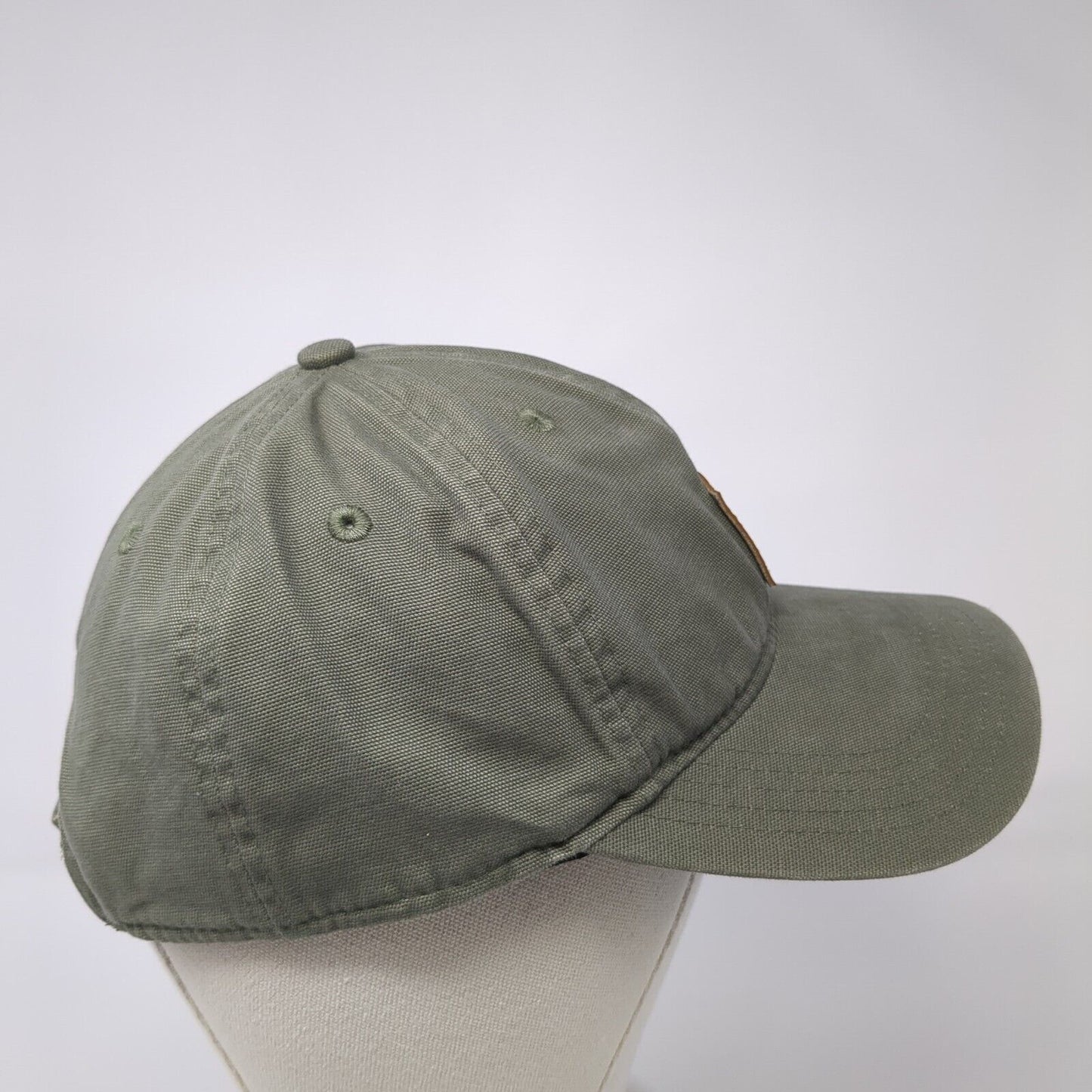 Carhartt Strapback Baseball Cap Green One Size Adjustable Leather Patch Cotton