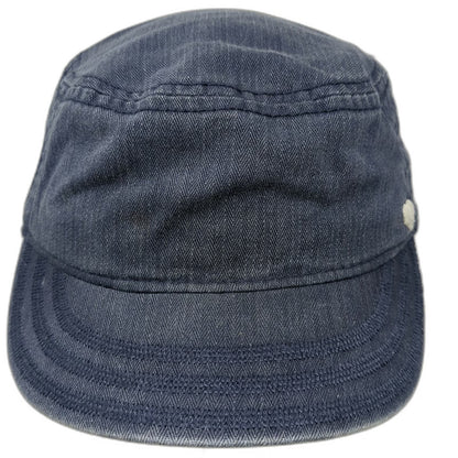 Old Navy Army Cap Blue One Size Heart Embroidery Herringbone Striped Lining Hat