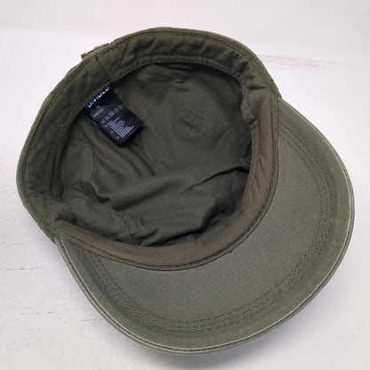 H&M Army Cap Green M Distressed Cotton Slideback Flat Top Military Style Hat