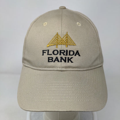 Florida Bank Strapback Hat Tan OSFA Adjustable Embroidered 6 Panel KC