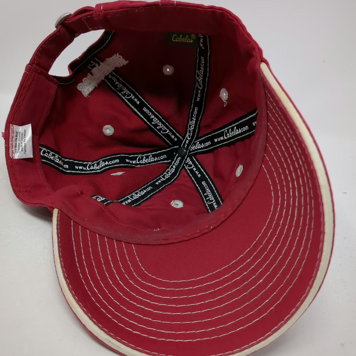 Cabela's Baseball Cap Red One Size World's Foremost Outfitter Slideback Hat