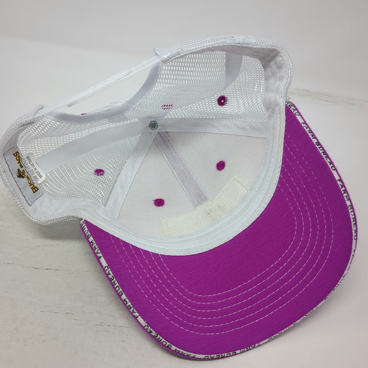Buck's Bags Trucker Hat Pink One Size Farm Bureau Insurance Mesh Back Snapback