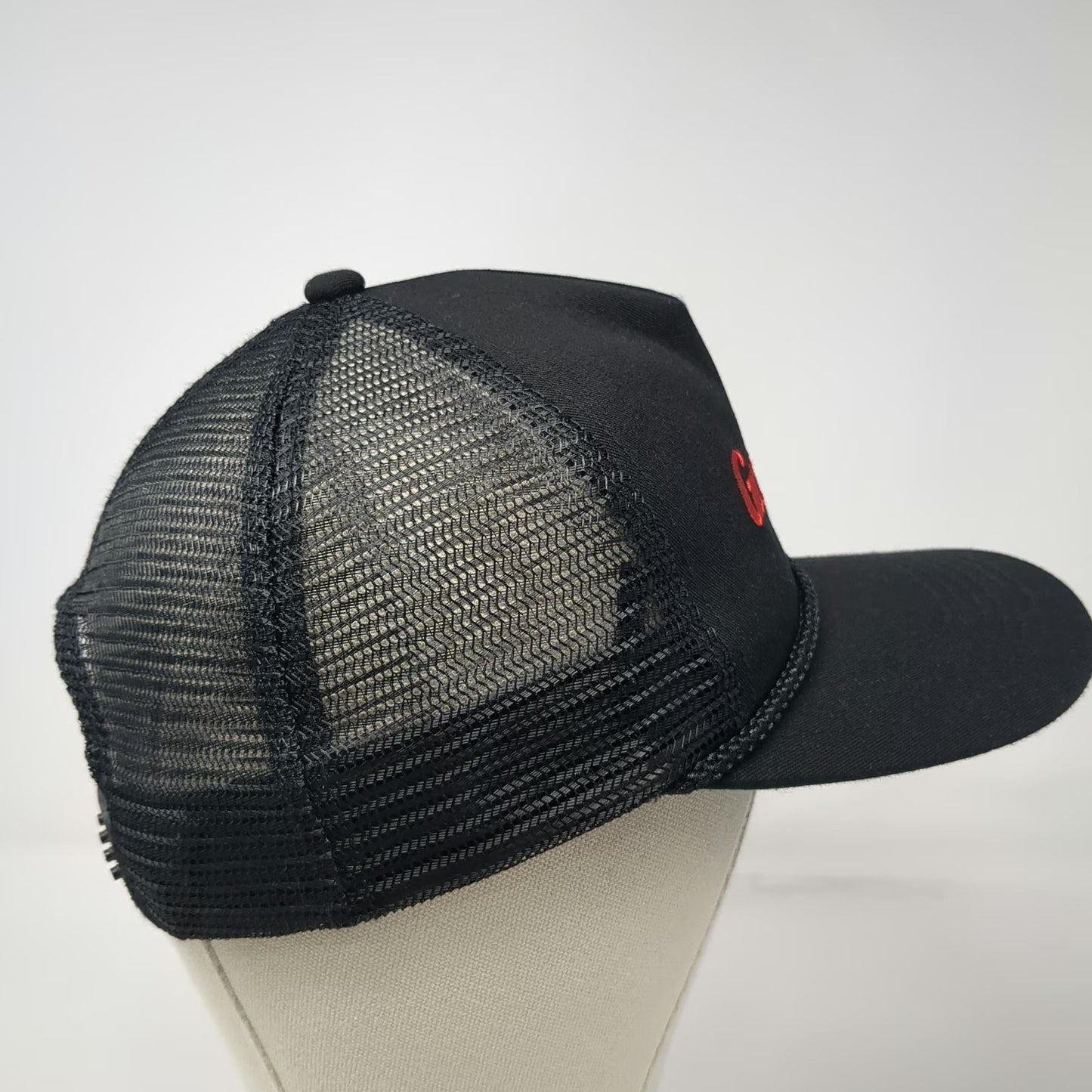Gramling Trucker Hat Black One Size Great Dane Rope Mesh Snapback Green Brim