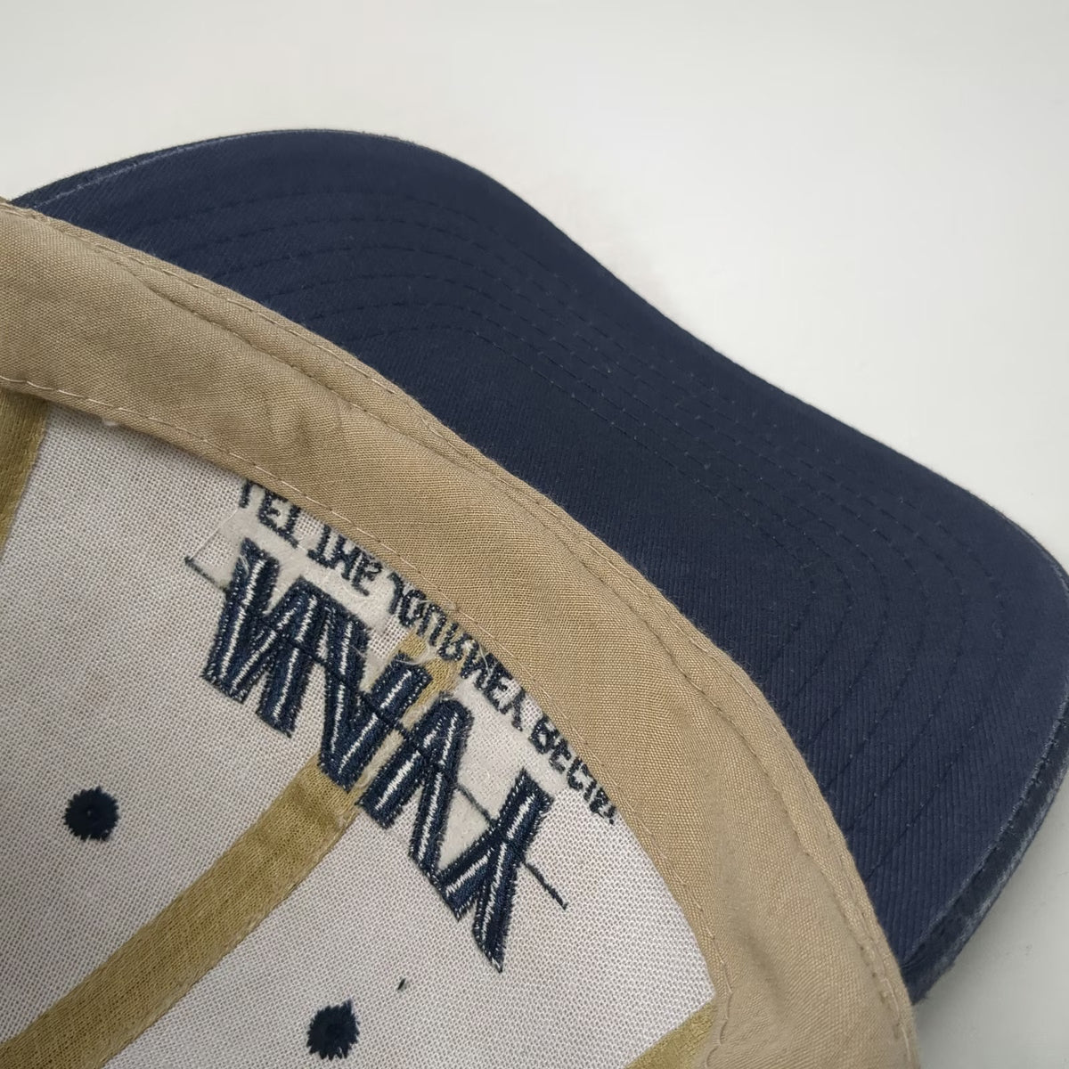US Navy Let The Journey Begin Snapback Hat Beige Blue One Size Recruitment Logo