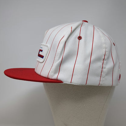 K-Products 5 Panel White Red Blue OS Pinstripe FSC Patch Snapback Flat Brim Hat