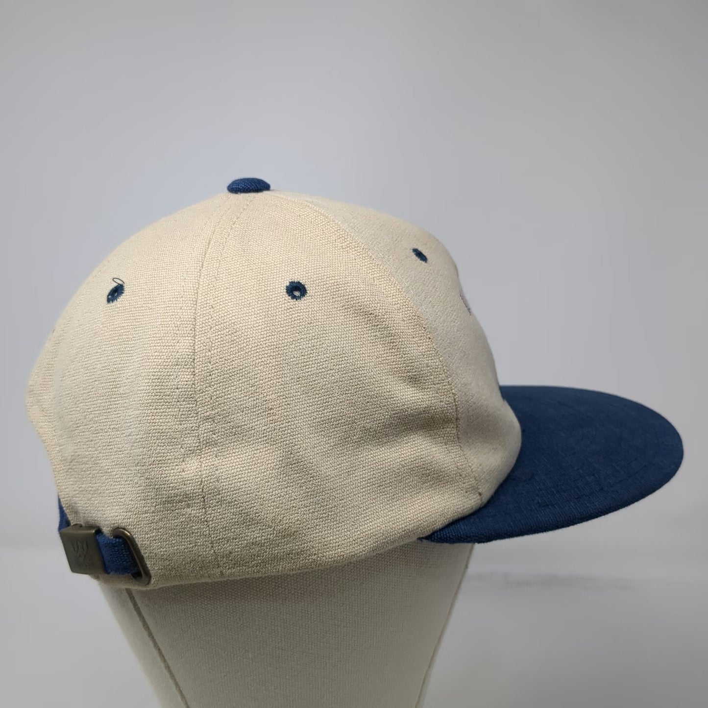 Yupoong Baseball Cap Beige Blue OS Noatak 97 Canoe Embroidery Strap Hat Vintage