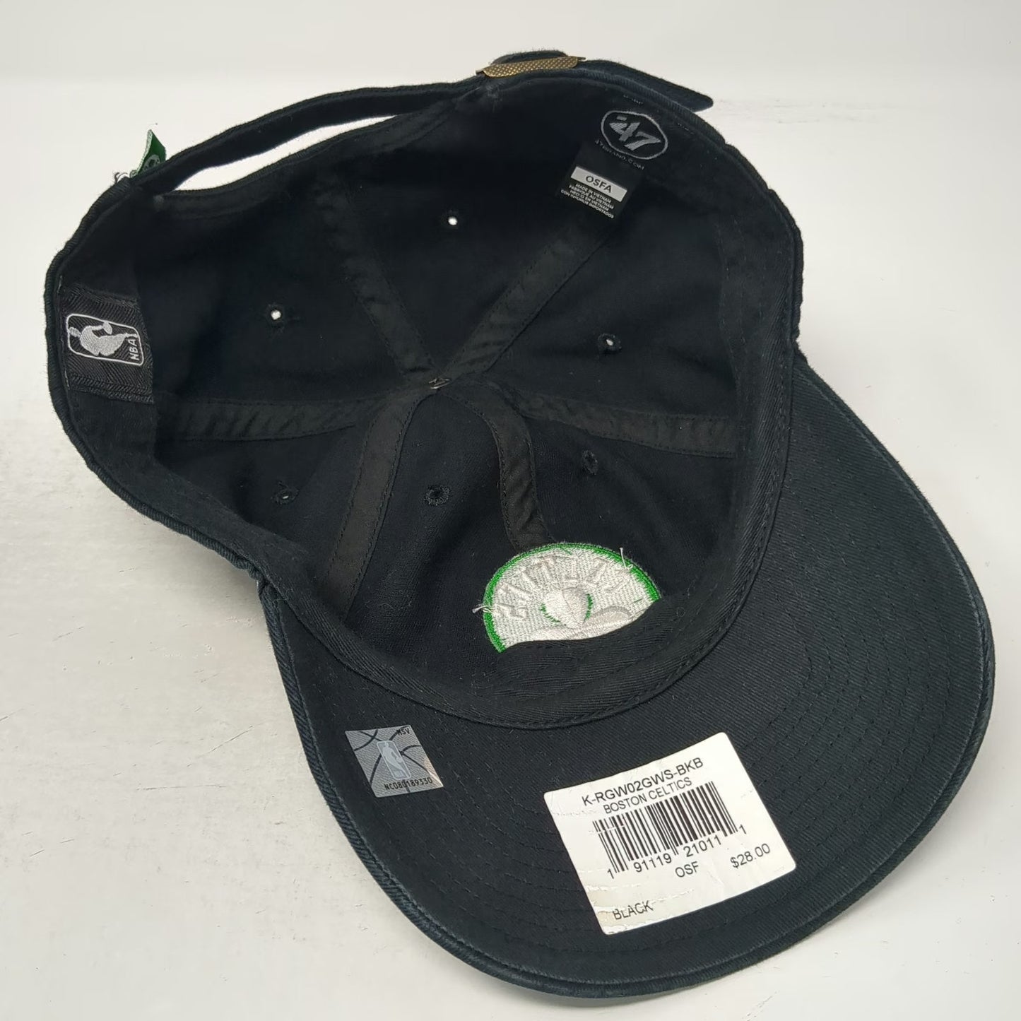 Boston Celtics NBA '47 Hat Black One Size Shamrock Logo Slideback Curved Brim