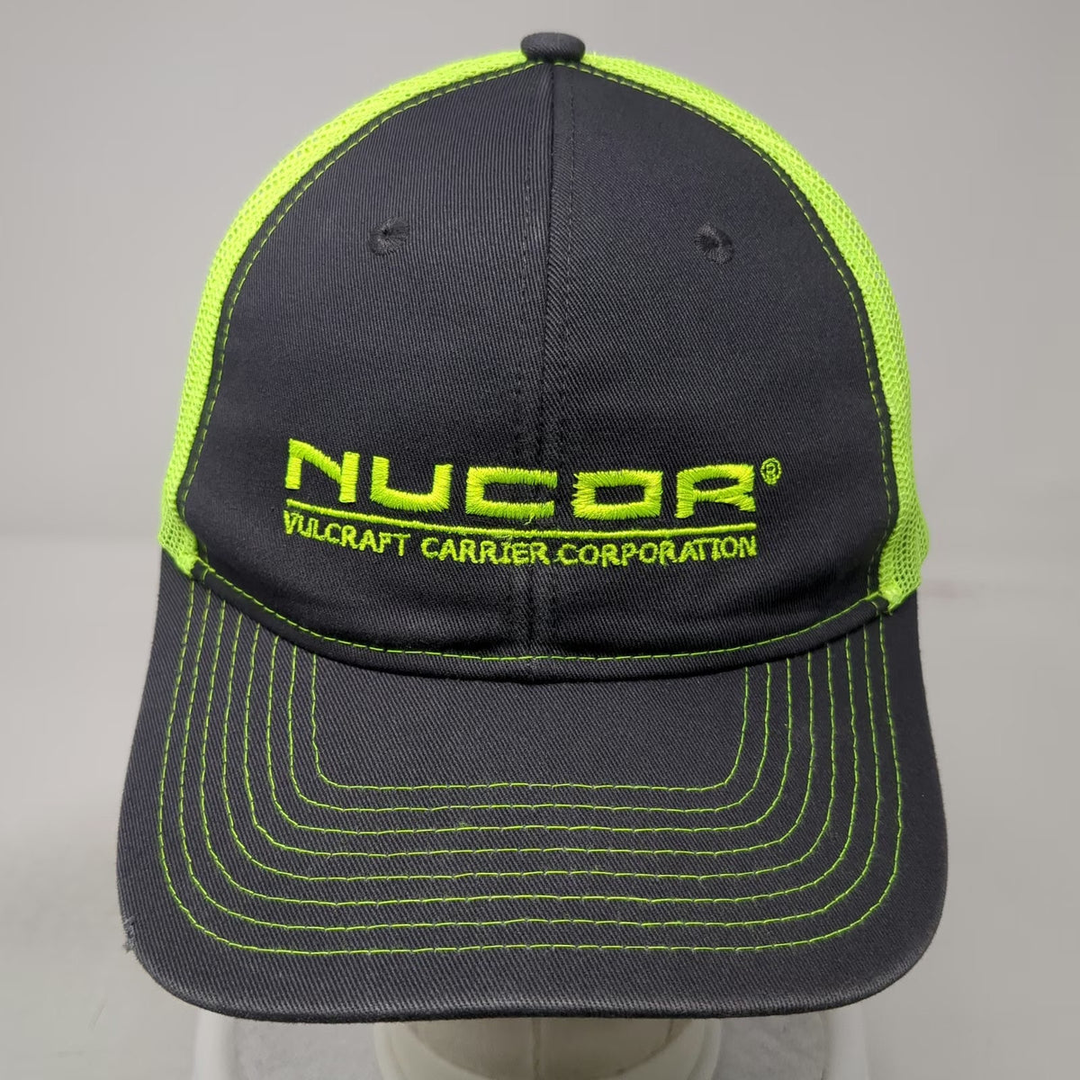 Port Authority Nucor Vulcraft Trucker Hat Gray Yellow One Size Mesh Snapback