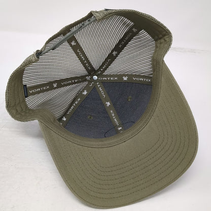 Vortex Trucker Hat Green OSFM Mesh Back Mountain Patch Snapback Logo Outdoors