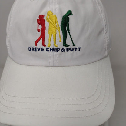 Drive Chip & Putt Strapback Hat White One Size Adjustable Embroidered Polyester