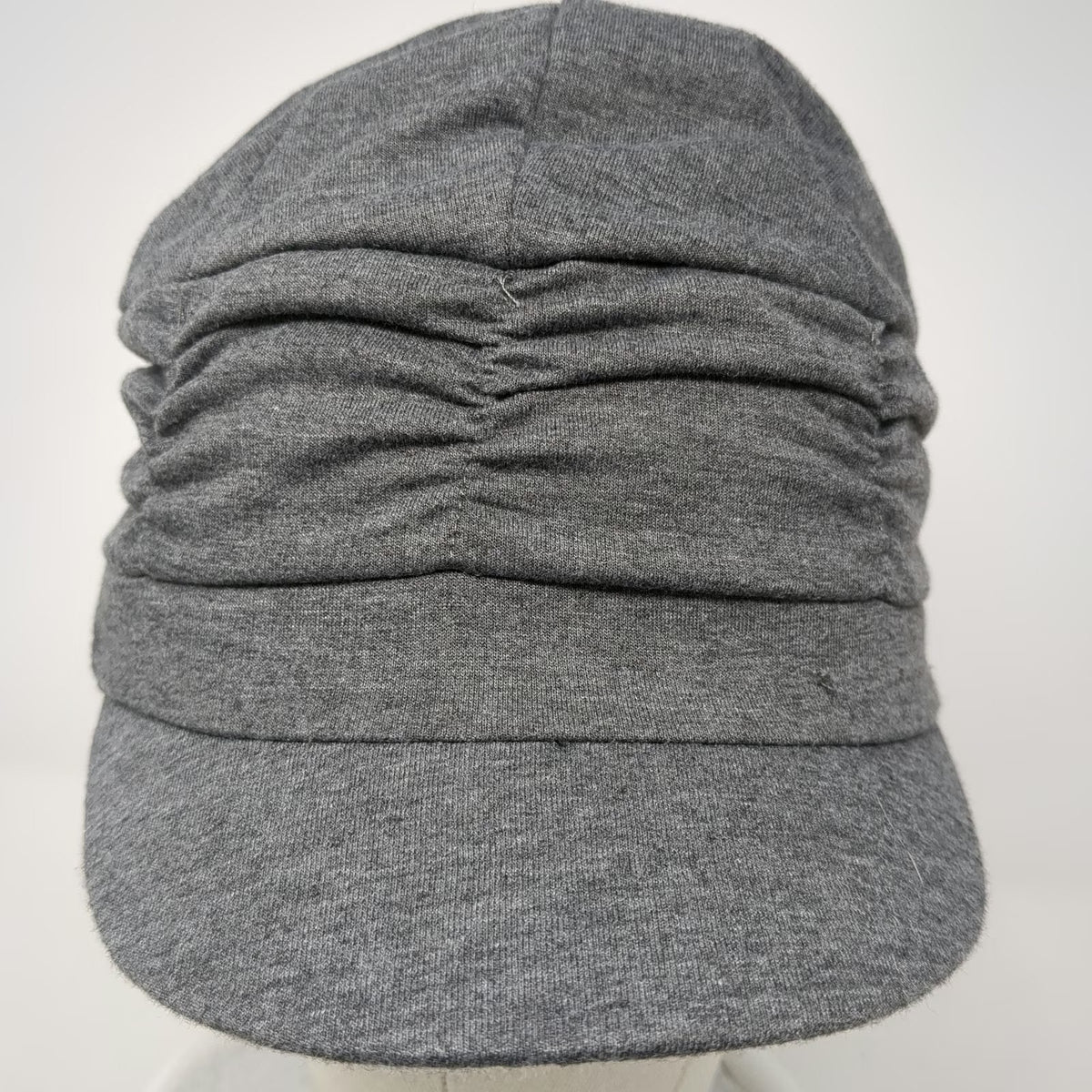 Army Cap Gray One Size Ruched Gathered Jersey Knit Fitted Soft Lightweight Hat