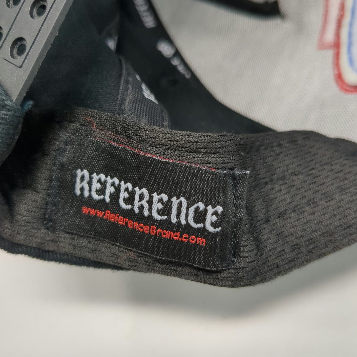 Reference 5 Panel Black Hat One Size Graphic Brim Snapback Script Embroidery