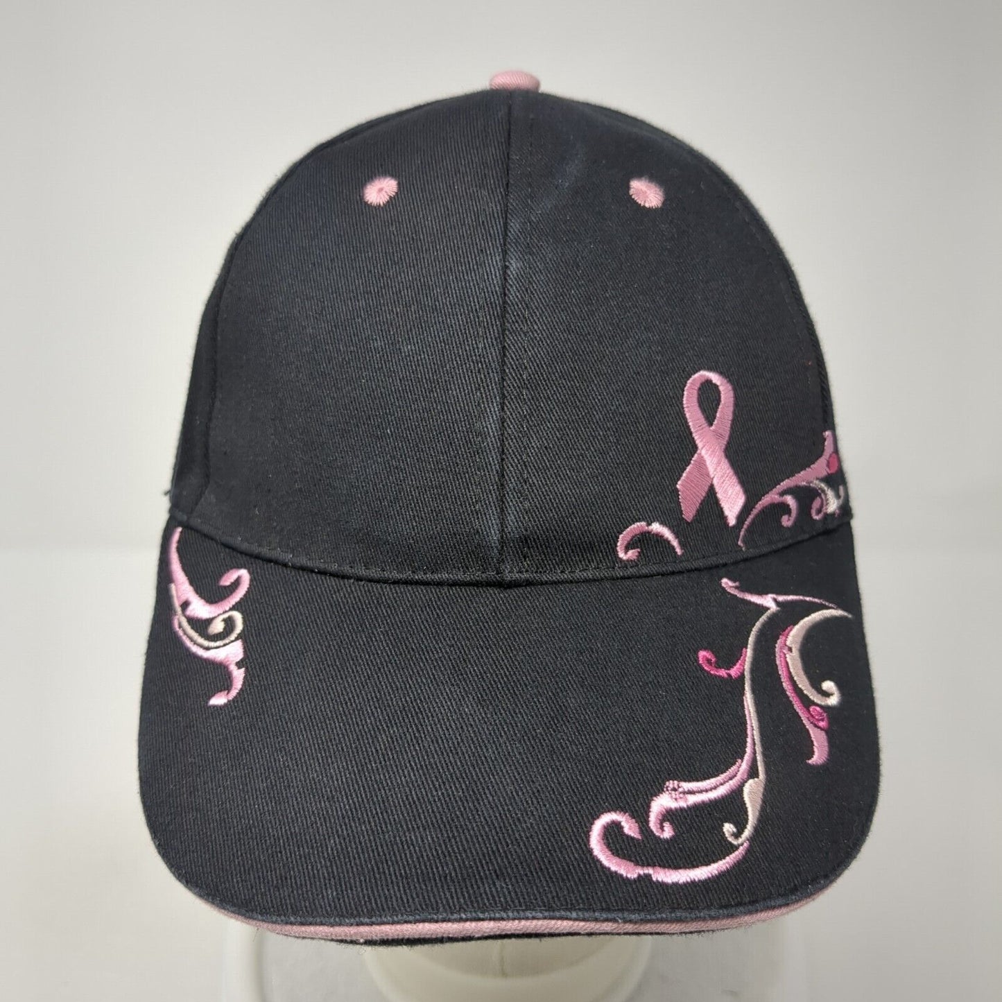 The Breast Cancer Site Slideback Hat Black One Size Pink Ribbon 6 Panel