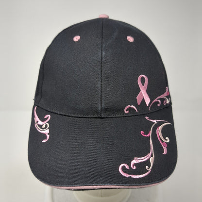 The Breast Cancer Site Slideback Hat Black One Size Pink Ribbon 6 Panel