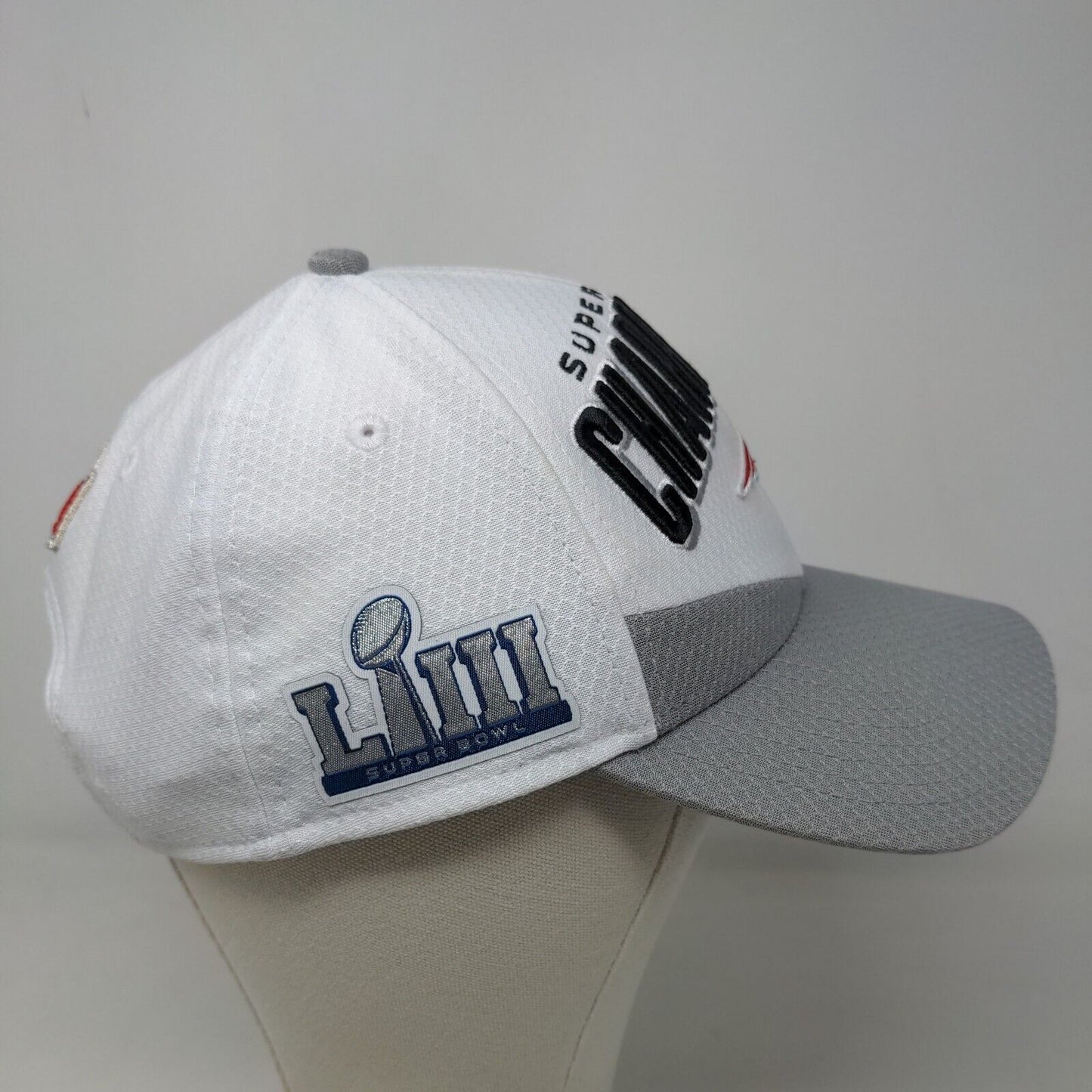 New Era Men's Snapback Hat White Gray 9Forty SuperBowl LIII Patriots Embroidered