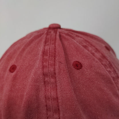 Unbranded Strapback Hat Red OSFM Adjustable Vented Holes 6 Panel Blank