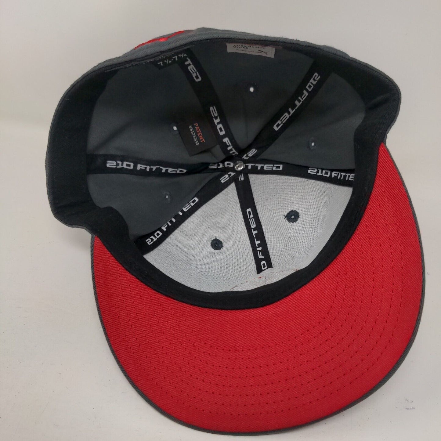PUMA 210 Fitted Hat Gray L/XL Patch Logo Vented Holes Flexfit 6 Panel