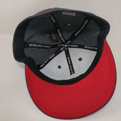 PUMA 210 Fitted Hat Gray L/XL Patch Logo Vented Holes Flexfit 6 Panel