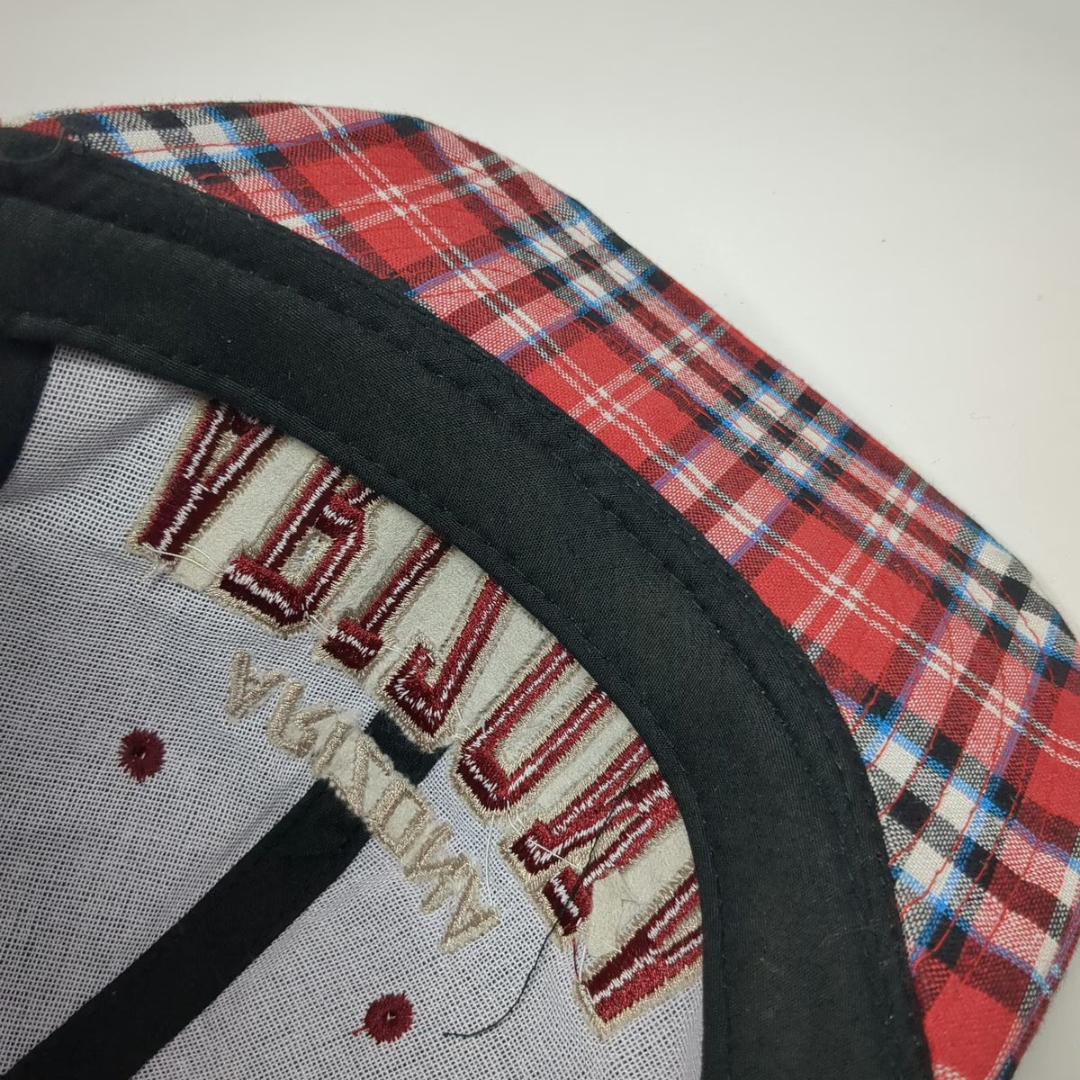 Headline Snapback Black Red Arizona Hat One Size Plaid Brim 3D Puff Embroidery
